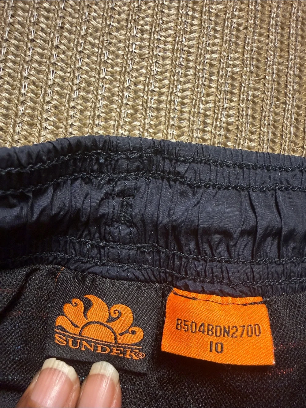 Sundek Boys Youth Size 10 Navy Swim Trunks Rainbow Stripe Board Shorts Beach